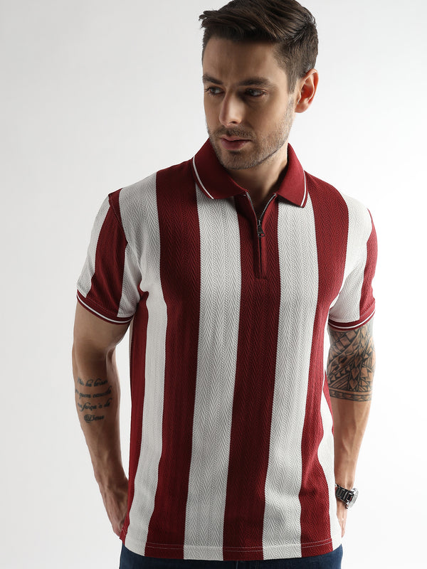 Red Dahlia Structured Half Zip Polo