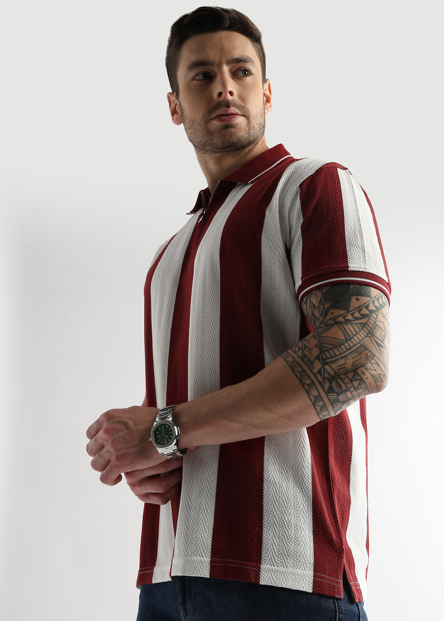 Red Dahlia Structured Half Zip Polo