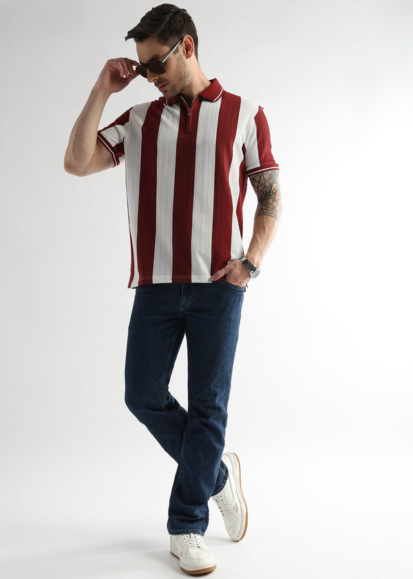 Red Dahlia Structured Half Zip Polo