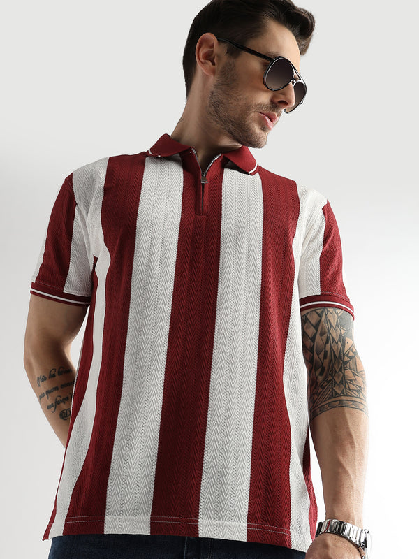 Red Dahlia Structured Half Zip Polo