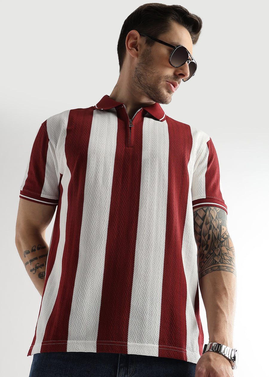 Red Dahlia Structured Half Zip Polo