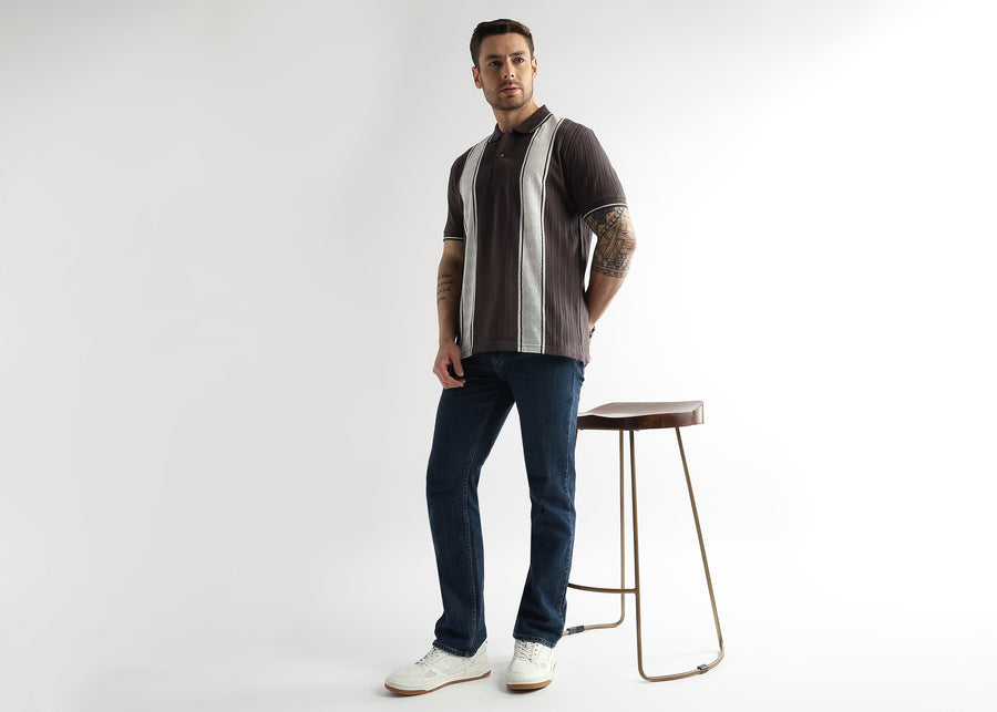 Plum Raisin Multi Structured Polo