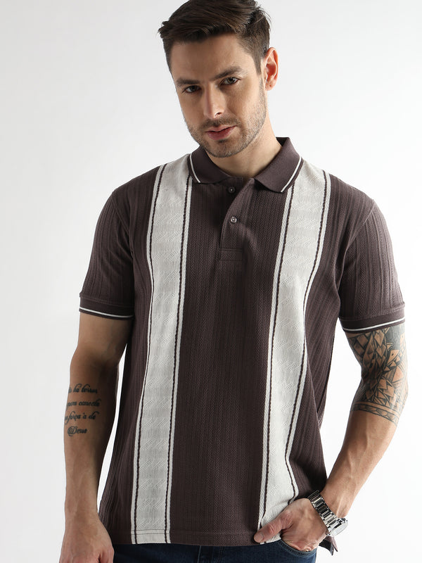 Plum Raisin Multi Structured Polo
