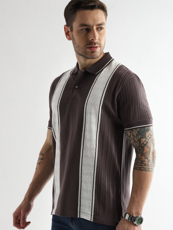 Plum Raisin Multi Structured Polo