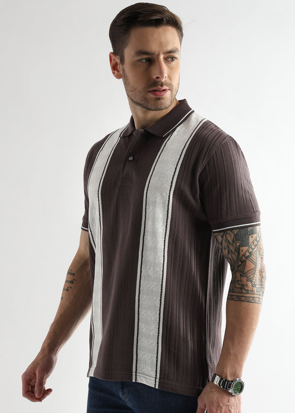 Plum Raisin Multi Structured Polo