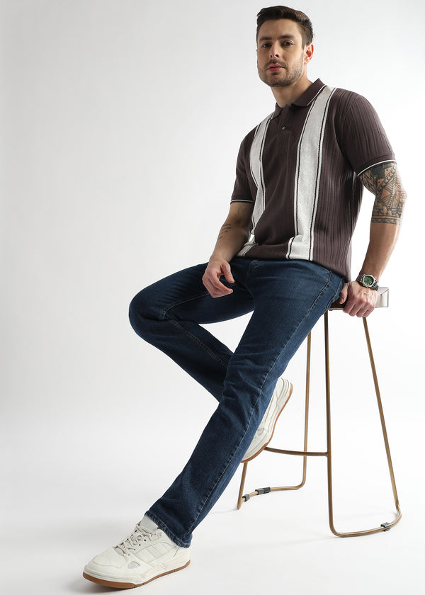 Plum Raisin Multi Structured Polo