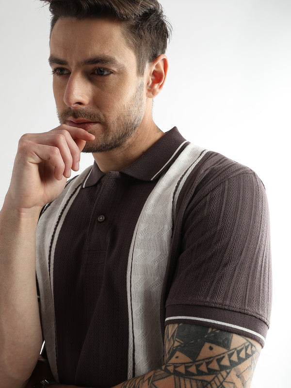 Plum Raisin Multi Structured Polo
