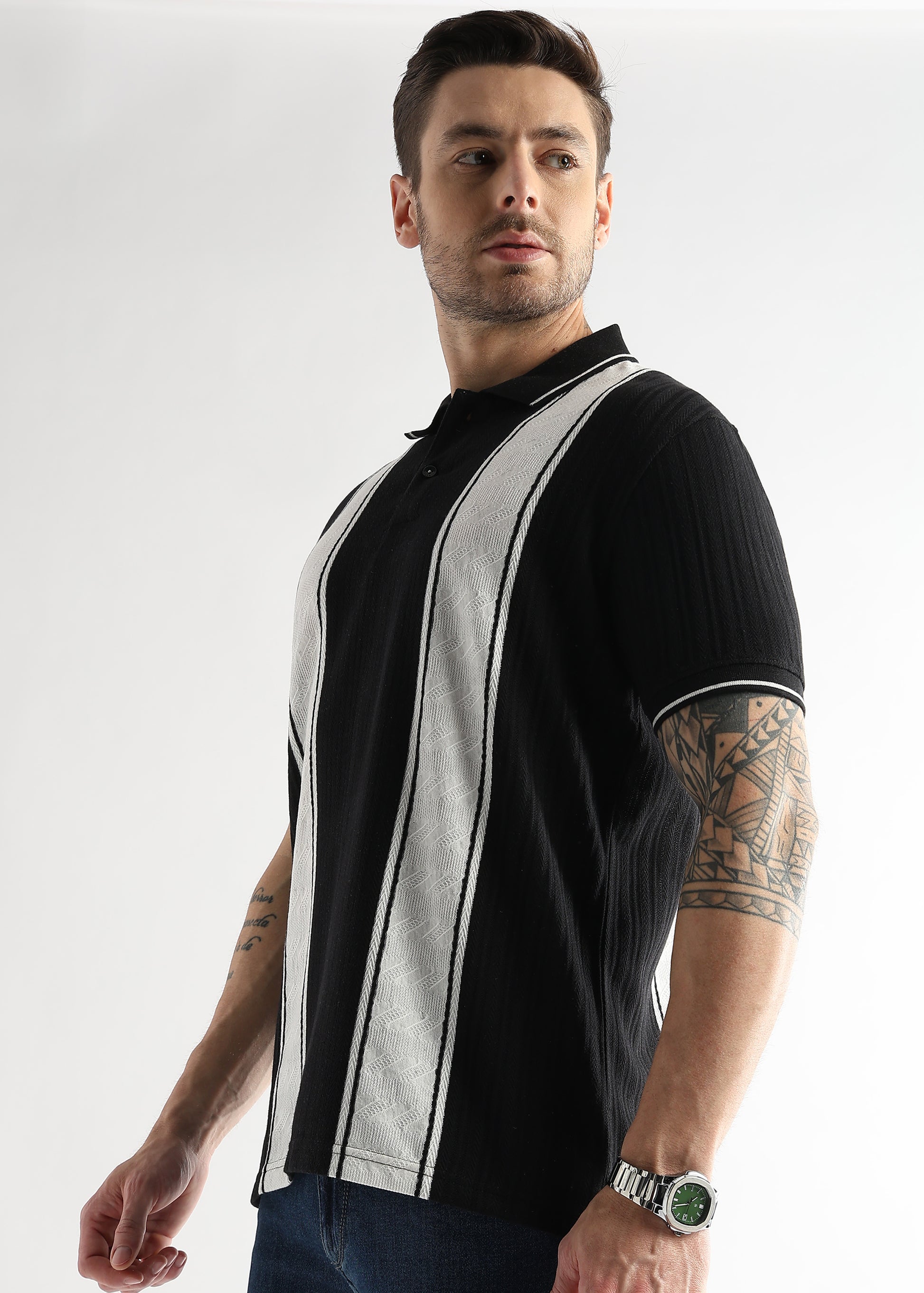 Chaos Black Multi Structured Polo