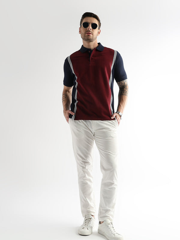Cabernet Contrast Collar Structured Polo