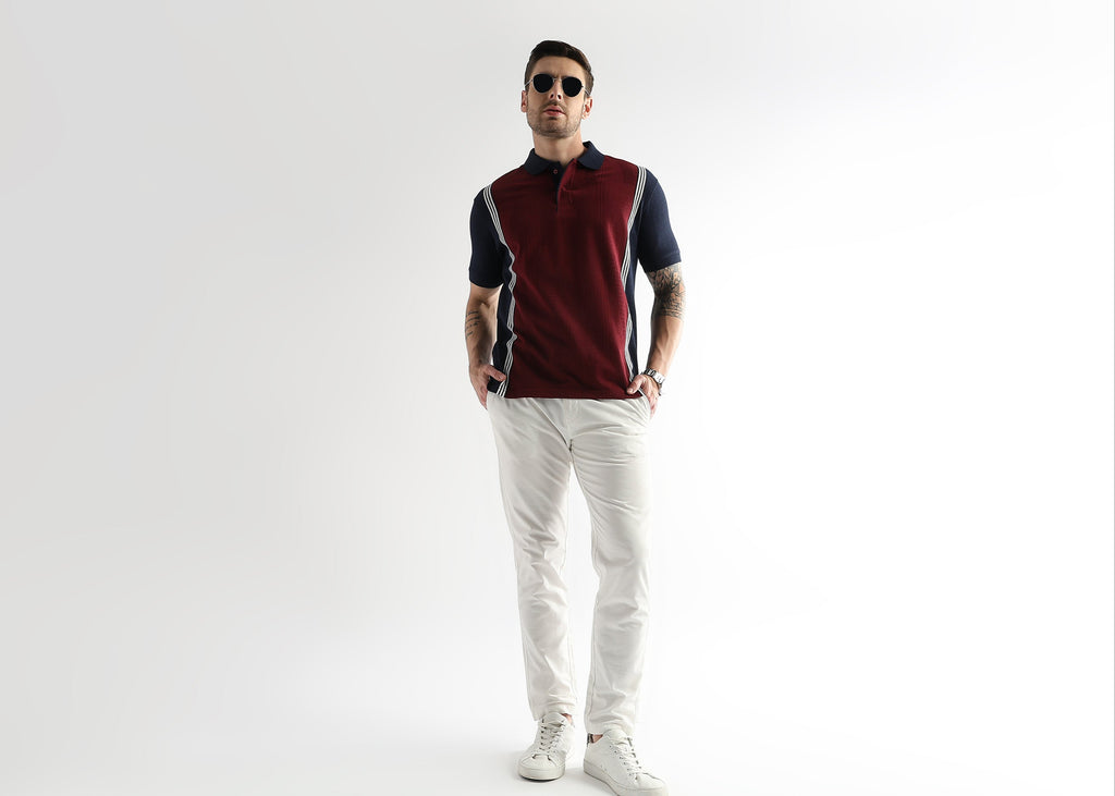 Cabernet Contrast Collar Structured Polo