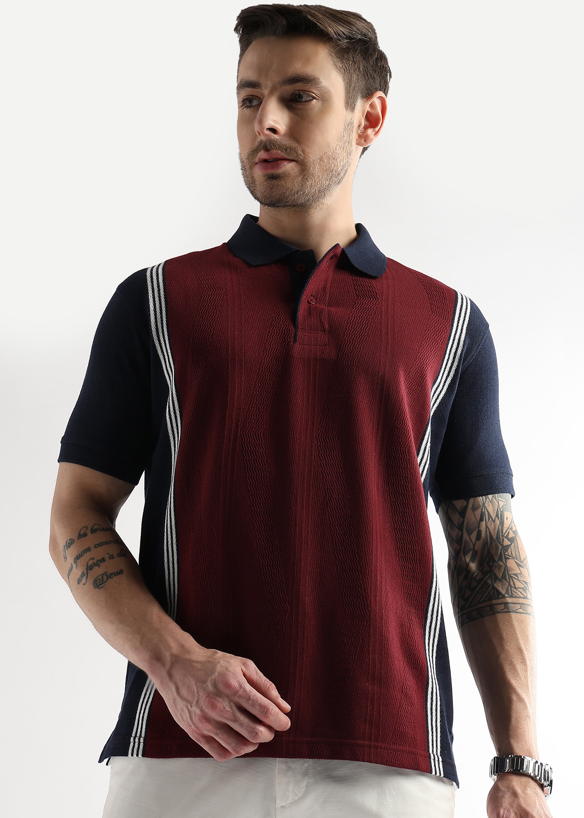 Cabernet Contrast Collar Structured Polo