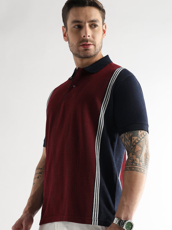 Cabernet Contrast Collar Structured Polo