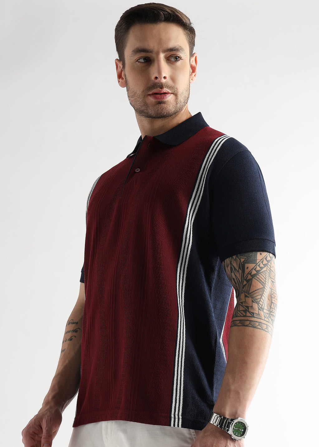 Cabernet Contrast Collar Structured Polo