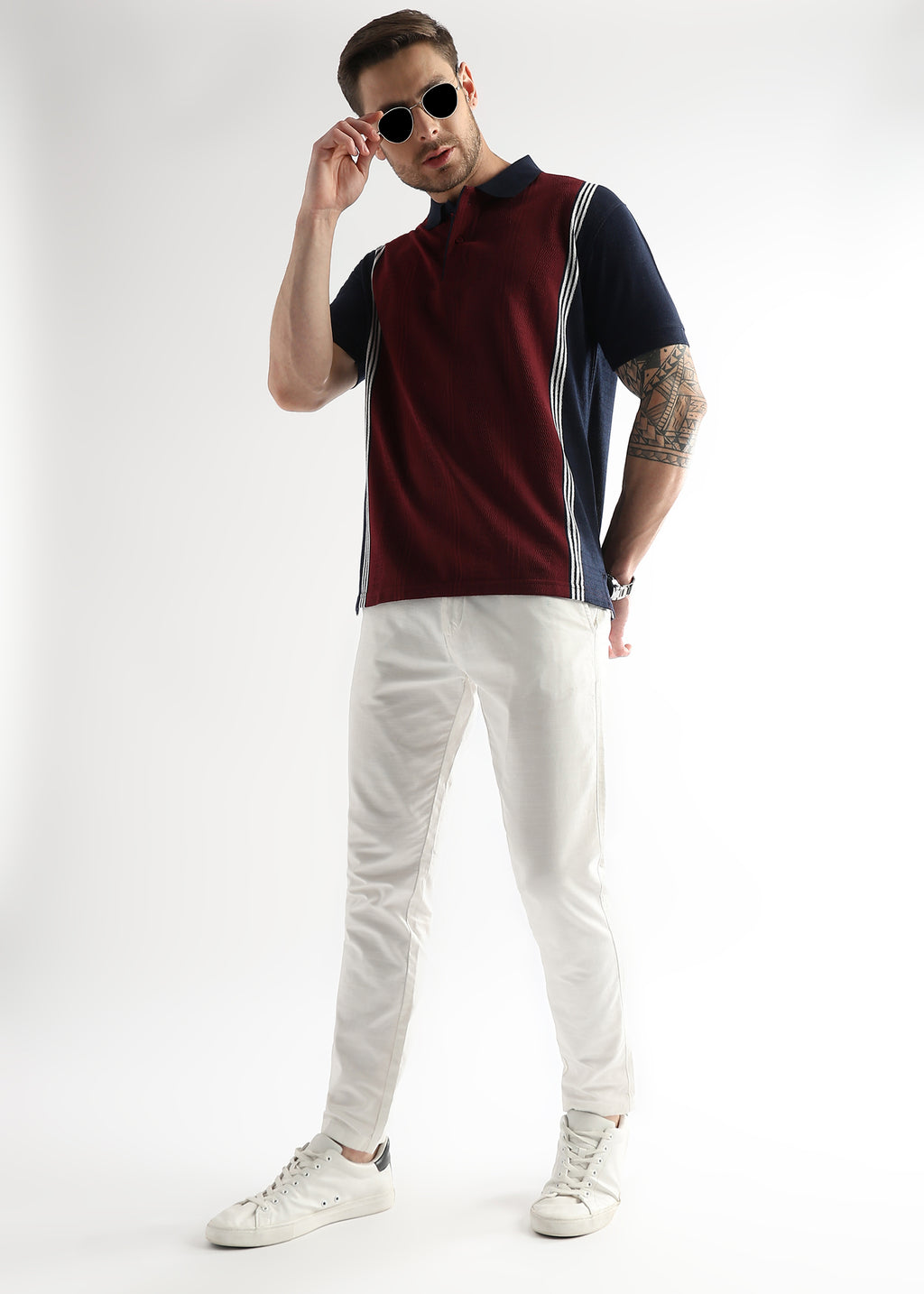Cabernet Contrast Collar Structured Polo