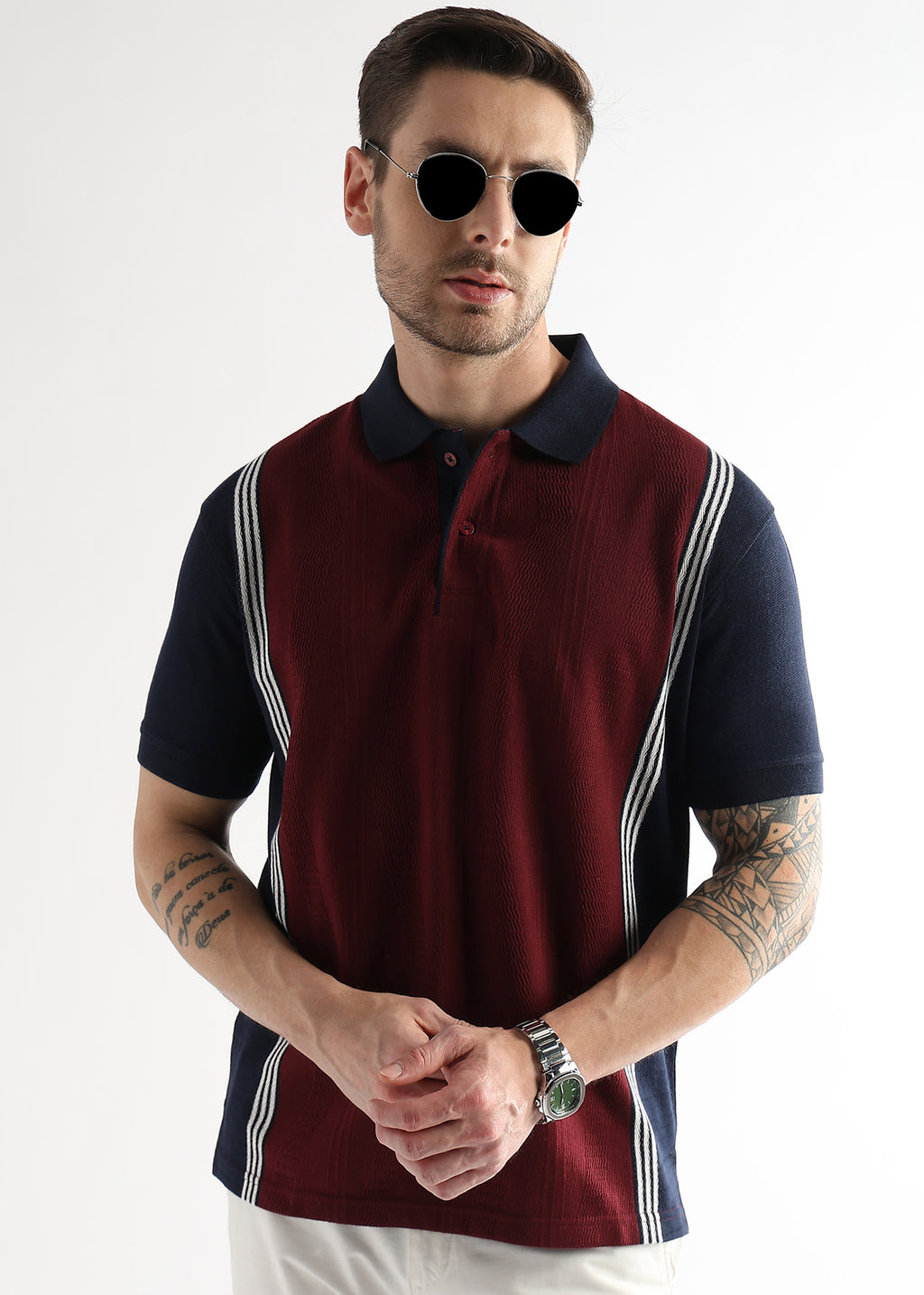 Cabernet Contrast Collar Structured Polo