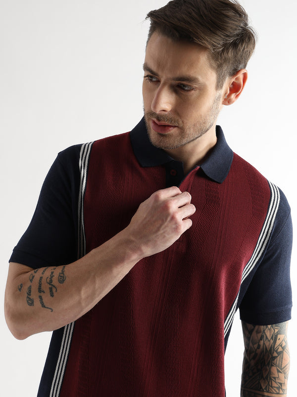 Cabernet Contrast Collar Structured Polo