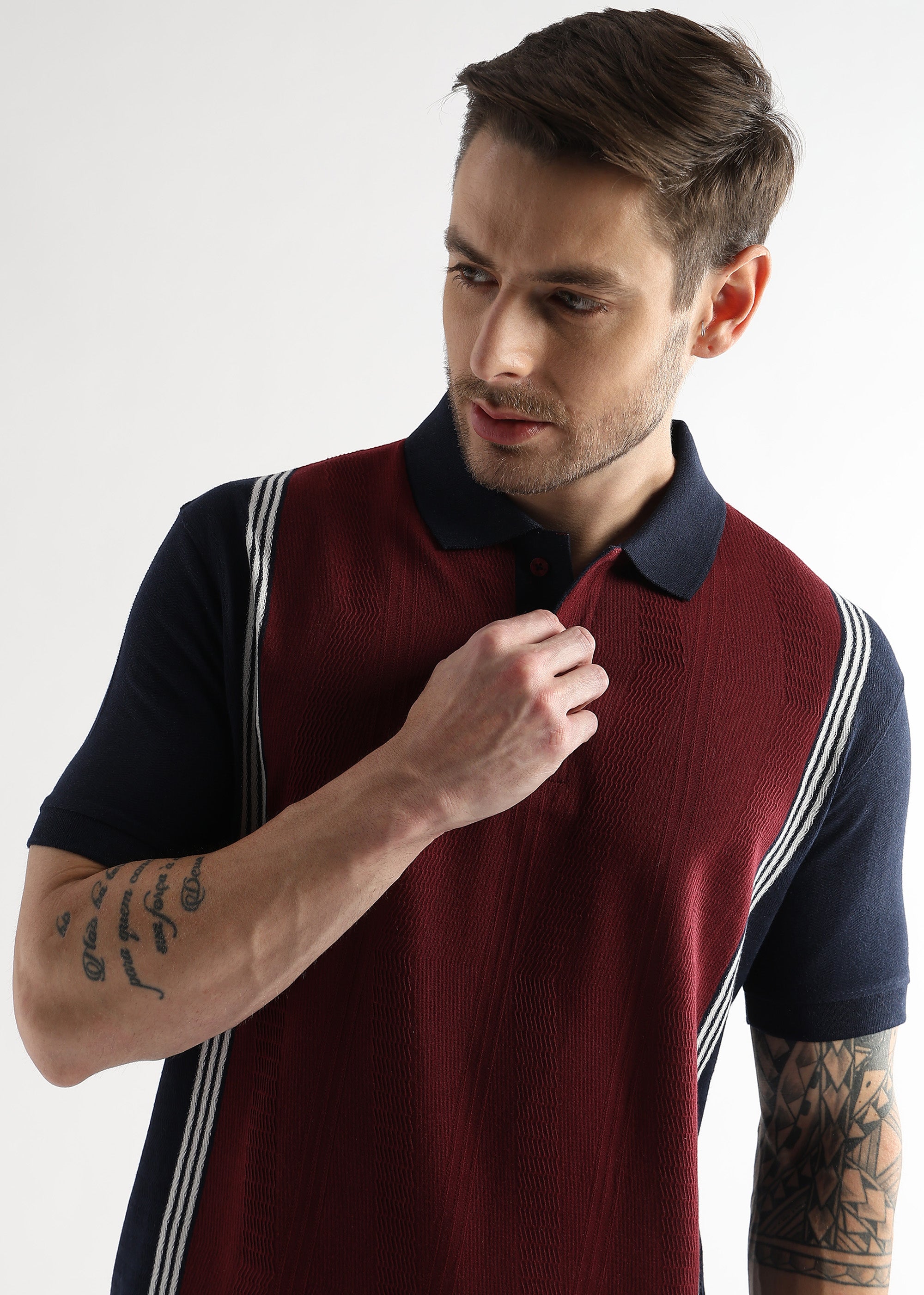 Cabernet Contrast Collar Structured Polo