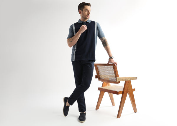 Sky Captain Contrast Collar Structured Polo