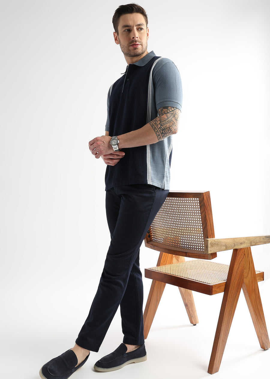 Sky Captain Contrast Collar Structured Polo