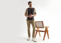 Chocolate Ganache Contrast Collar Structured Polo