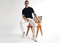 Navy Iris Self Structured Polo