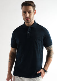 Navy Iris Self Structured Polo