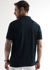 Navy Iris Self Structured Polo