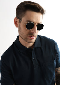 Navy Iris Self Structured Polo