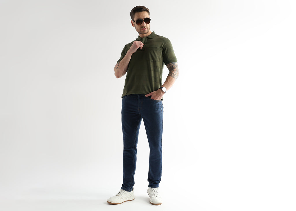 Cypress Green Self Structured Polo