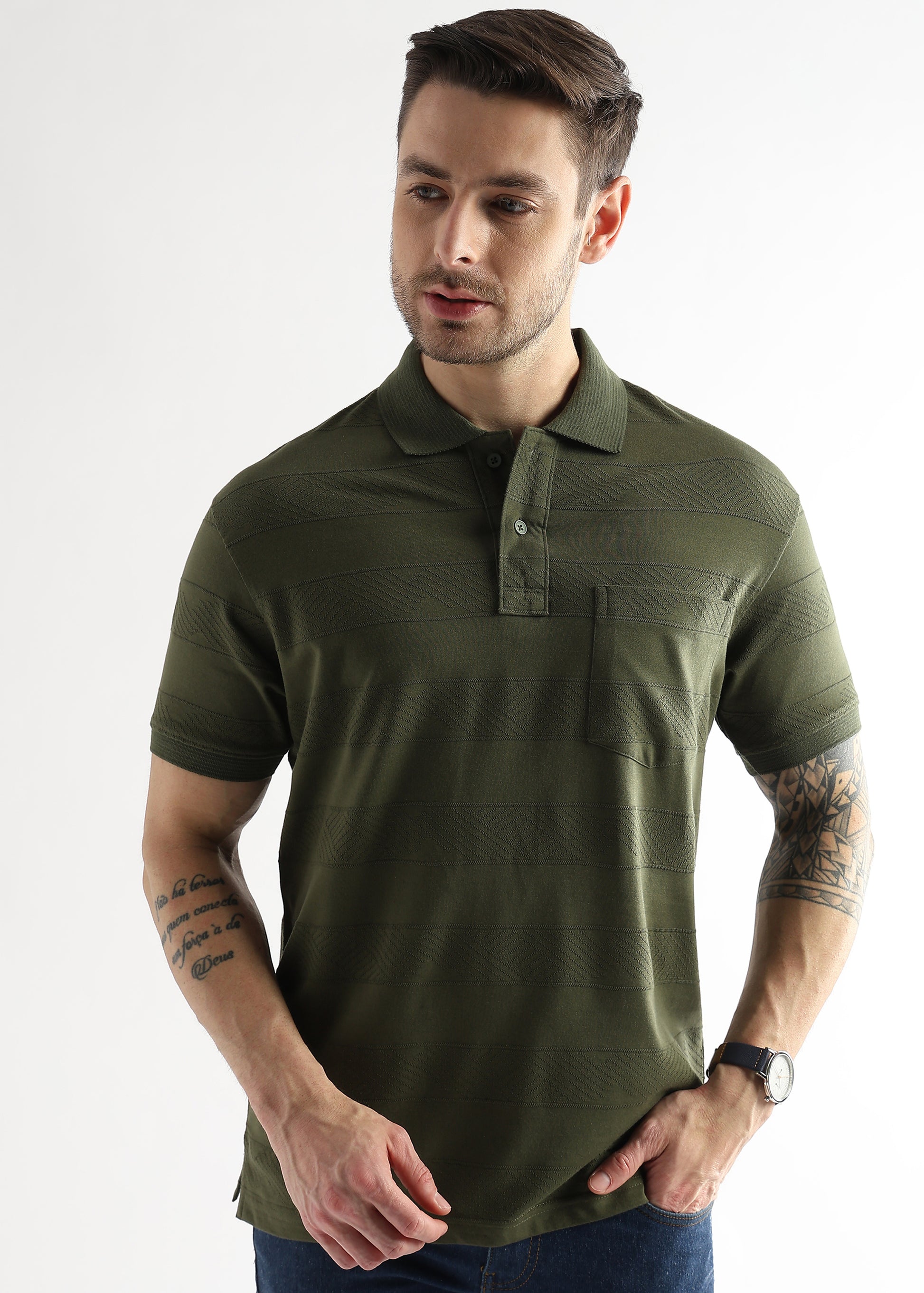 Cypress Green Self Structured Polo