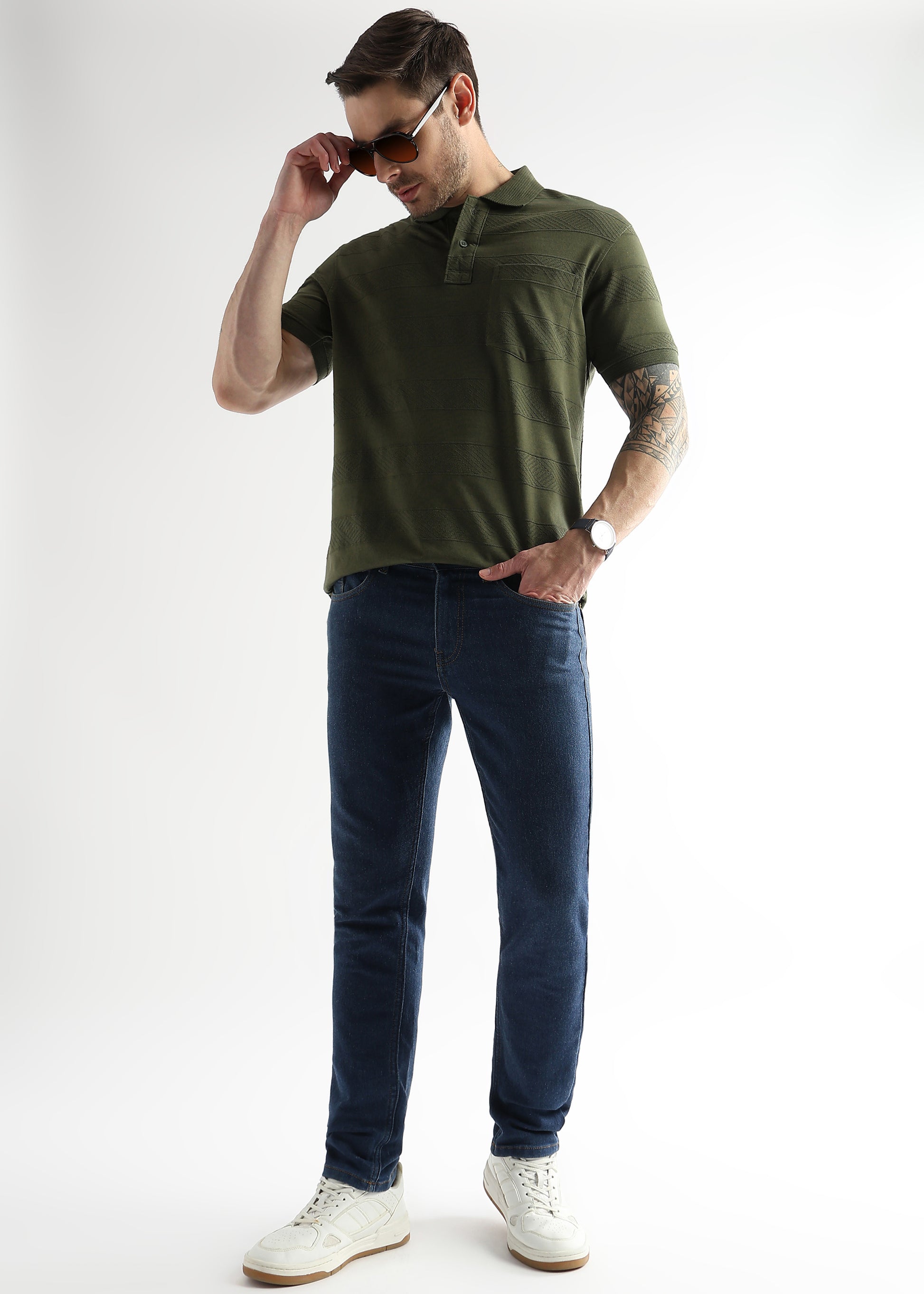 Cypress Green Self Structured Polo