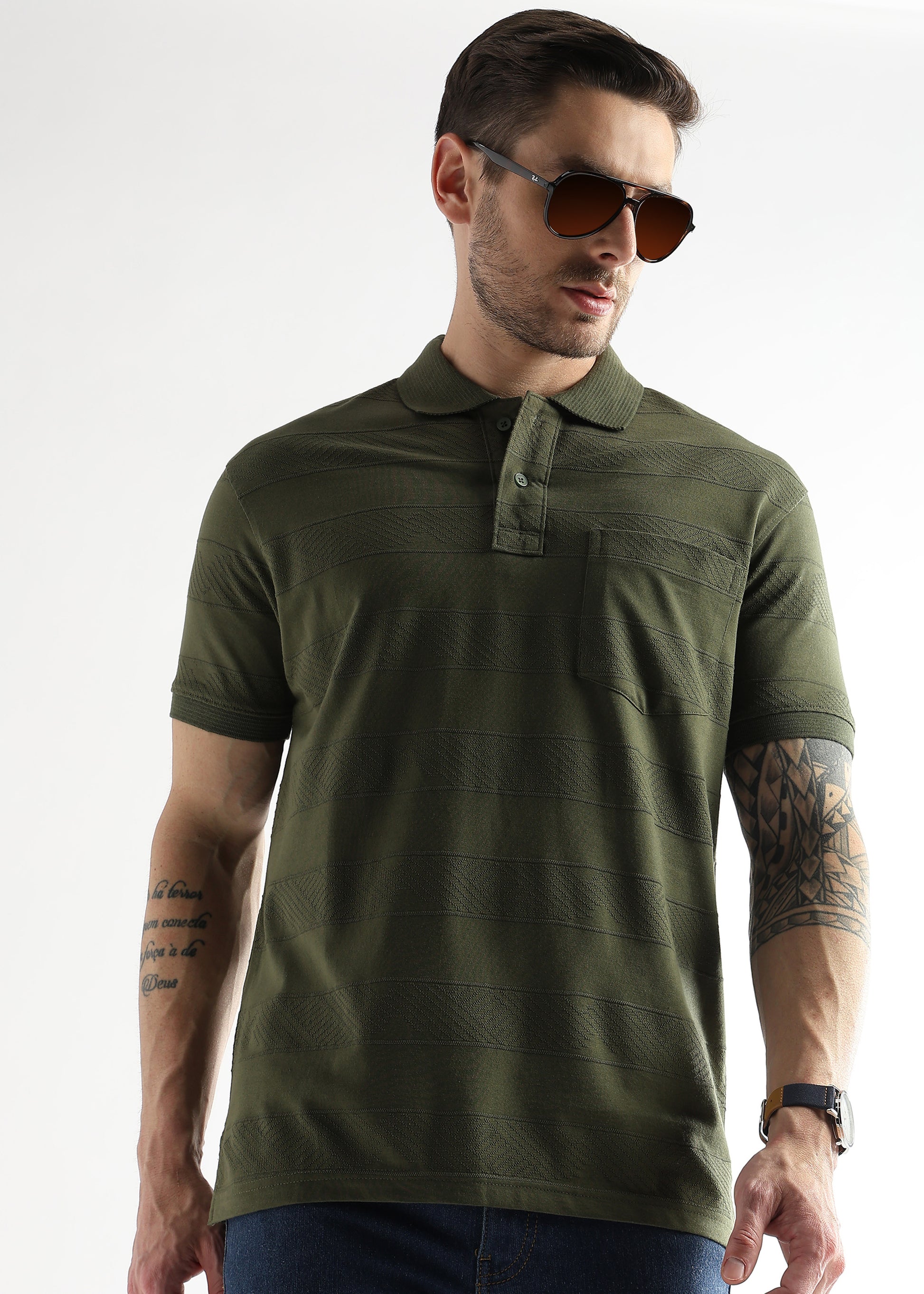 Cypress Green Self Structured Polo