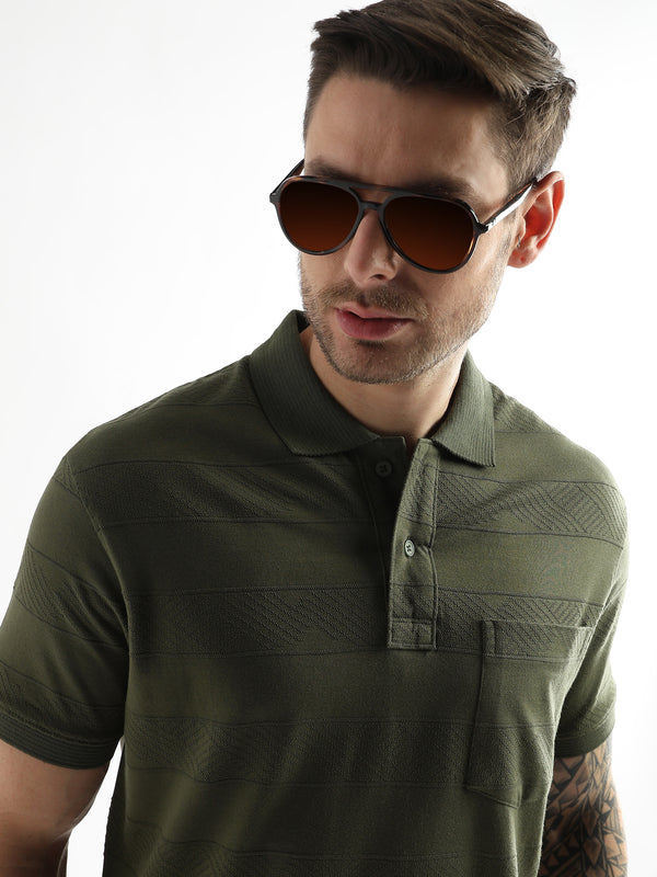 Cypress Green Self Structured Polo
