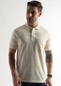 Afterglow White Self Structured Polo