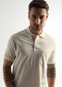 Afterglow White Self Structured Polo