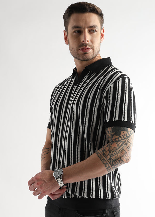 Underworld Black Vertical Structured Polo