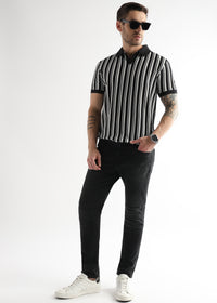 Underworld Black Vertical Structured Polo