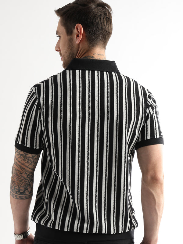 Underworld Black Vertical Structured Polo