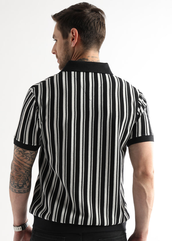 Underworld Black Vertical Structured Polo