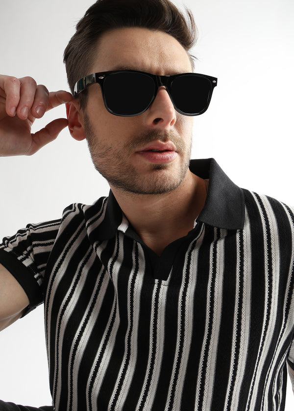 Underworld Black Vertical Structured Polo