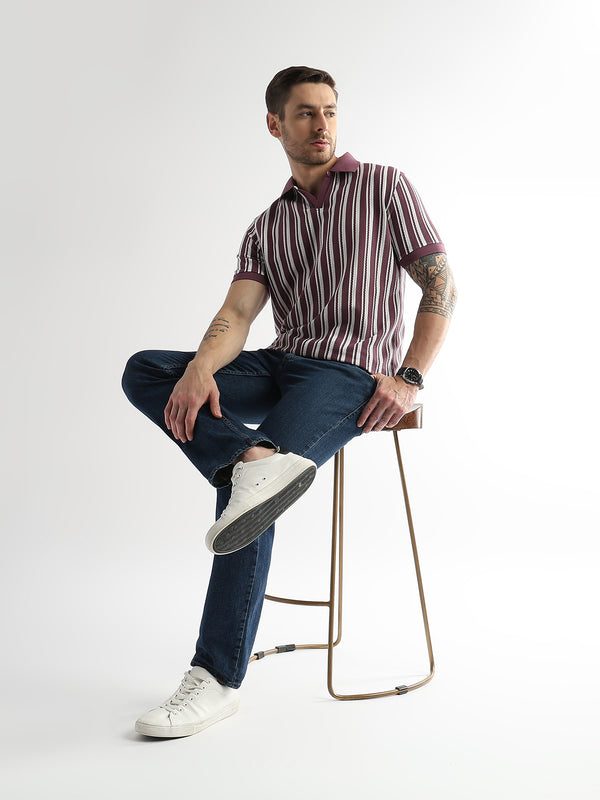 Plum Wine Vertical Structured Polo