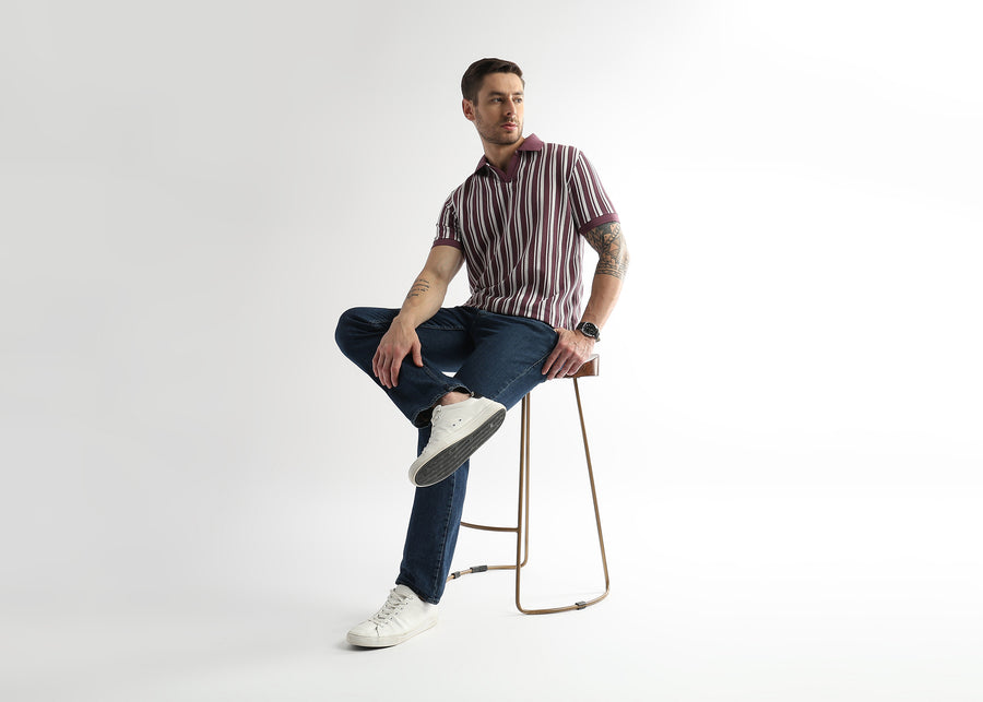 Plum Wine Vertical Structured Polo