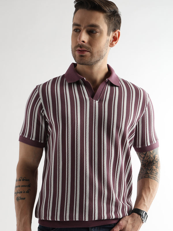 Plum Wine Vertical Structured Polo