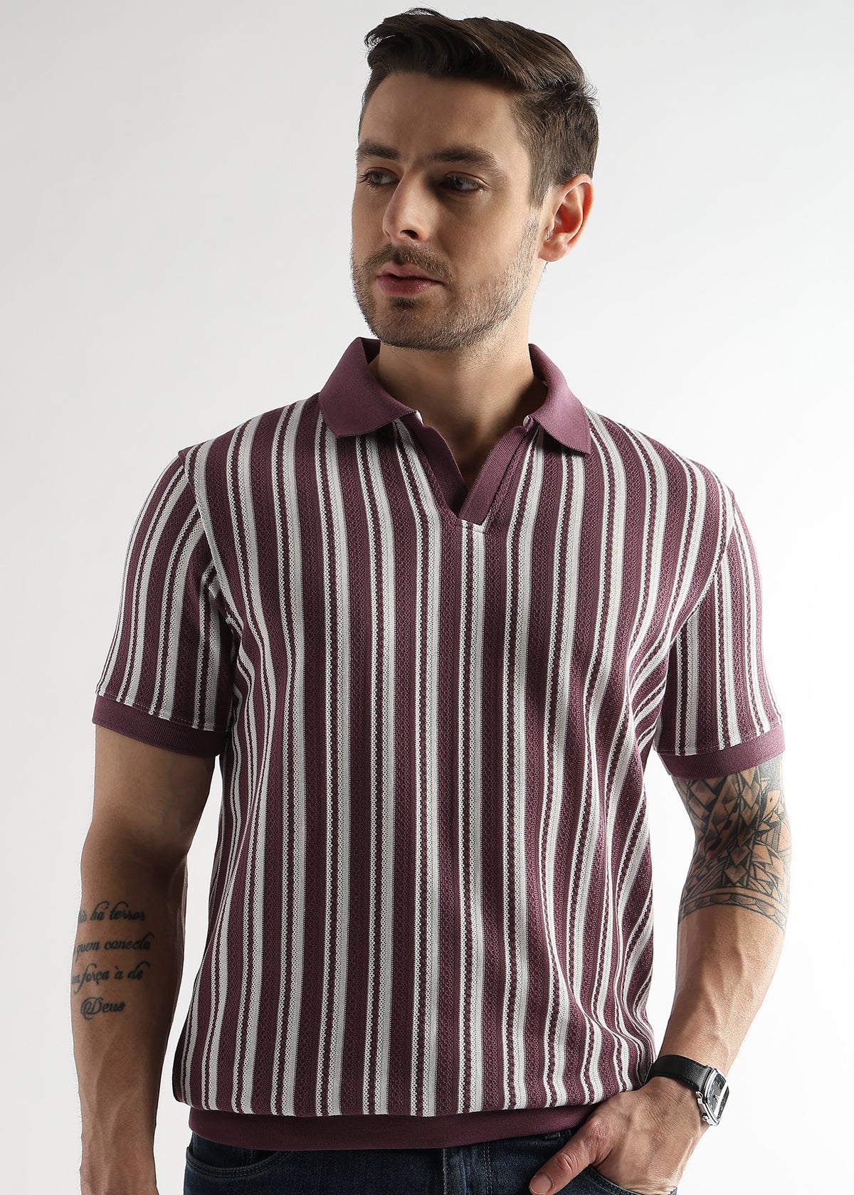 Plum Wine Vertical Structured Polo
