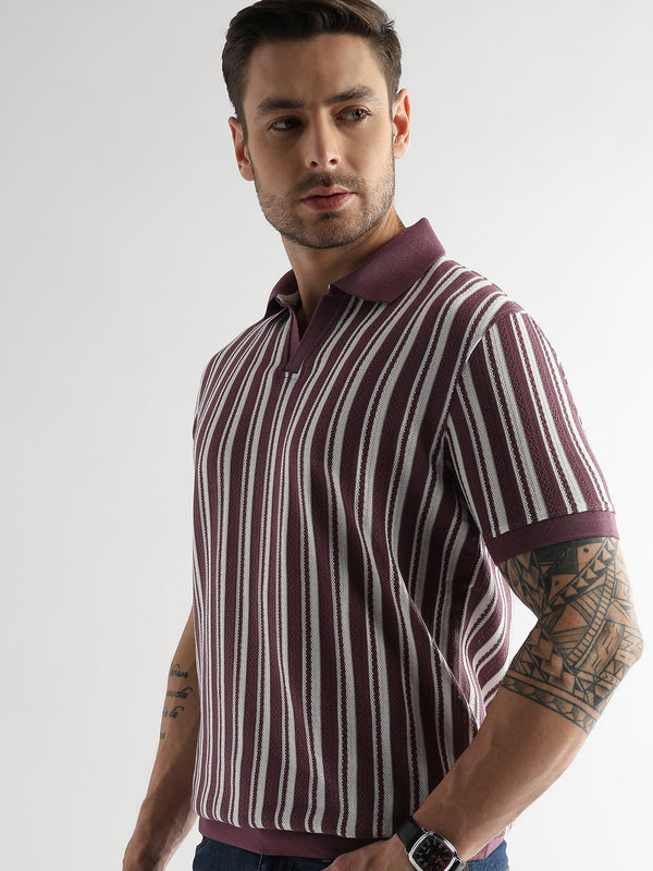 Plum Wine Vertical Structured Polo