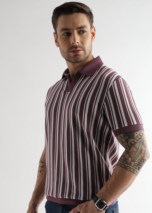 Plum Wine Vertical Structured Polo