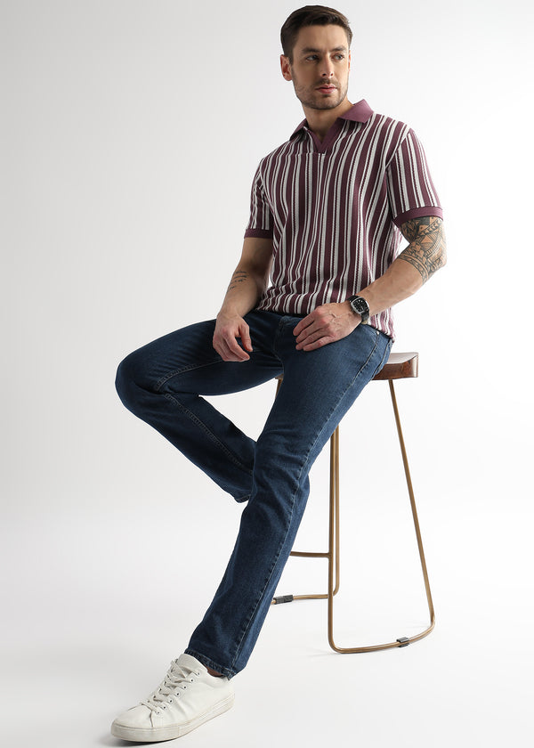 Plum Wine Vertical Structured Polo