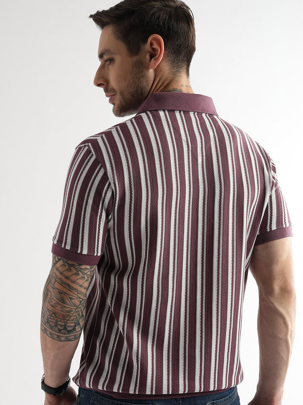 Plum Wine Vertical Structured Polo