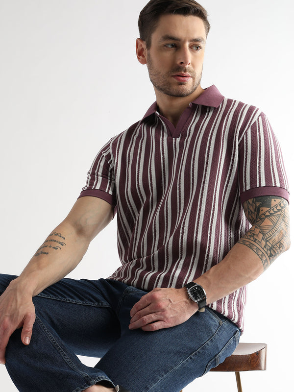 Plum Wine Vertical Structured Polo