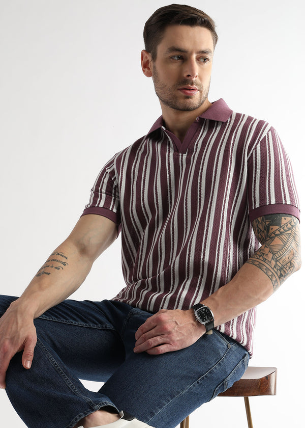 Plum Wine Vertical Structured Polo